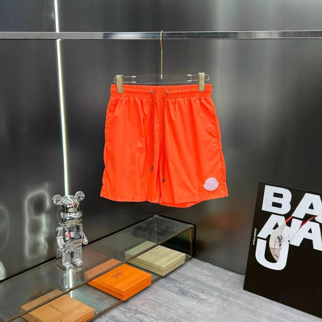 Moncler Logo Embroidered White Multicolor Sporty Swim Shorts
