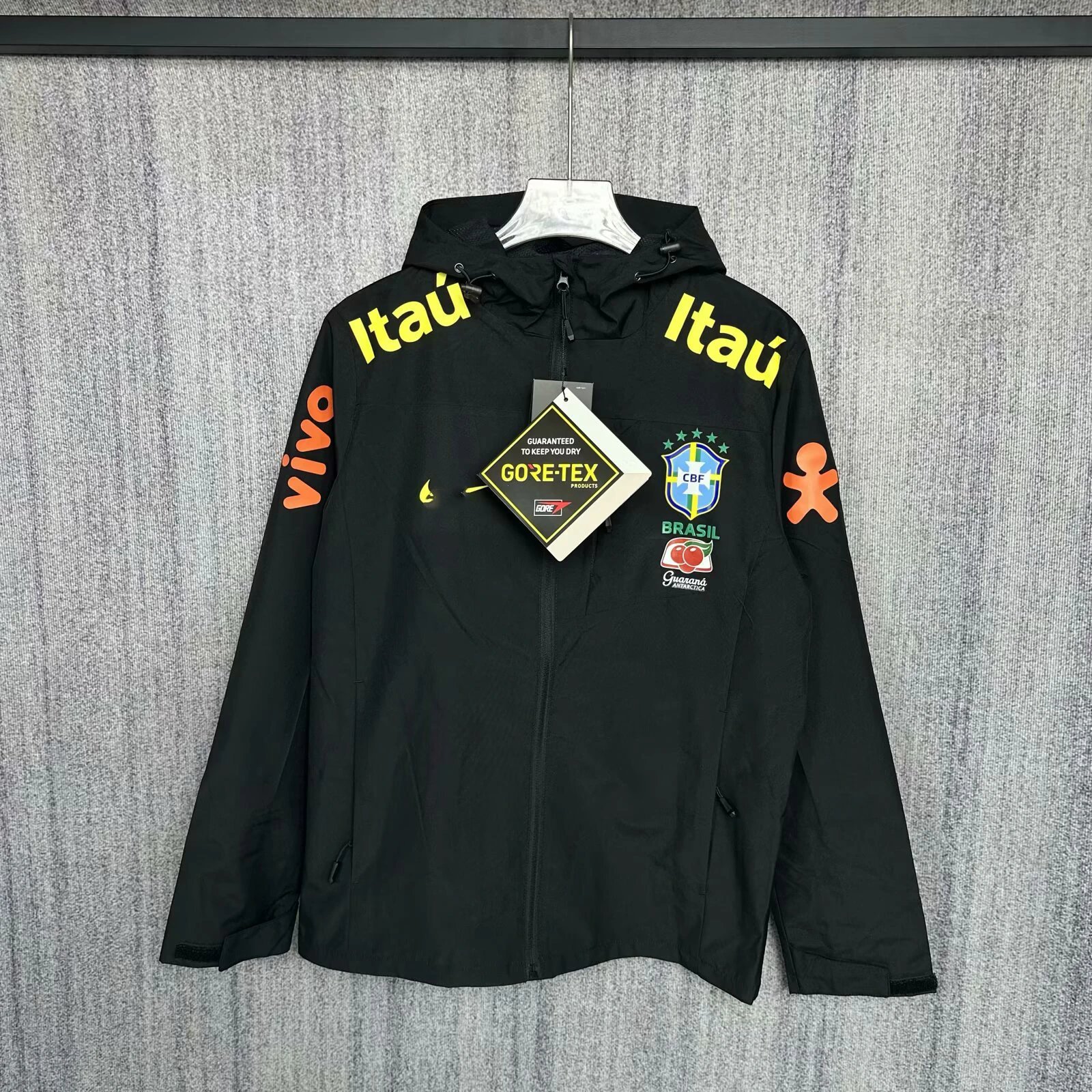 Nike Brazil National Team Windbreaker Jacket Black White Mint Green Hooded Performance