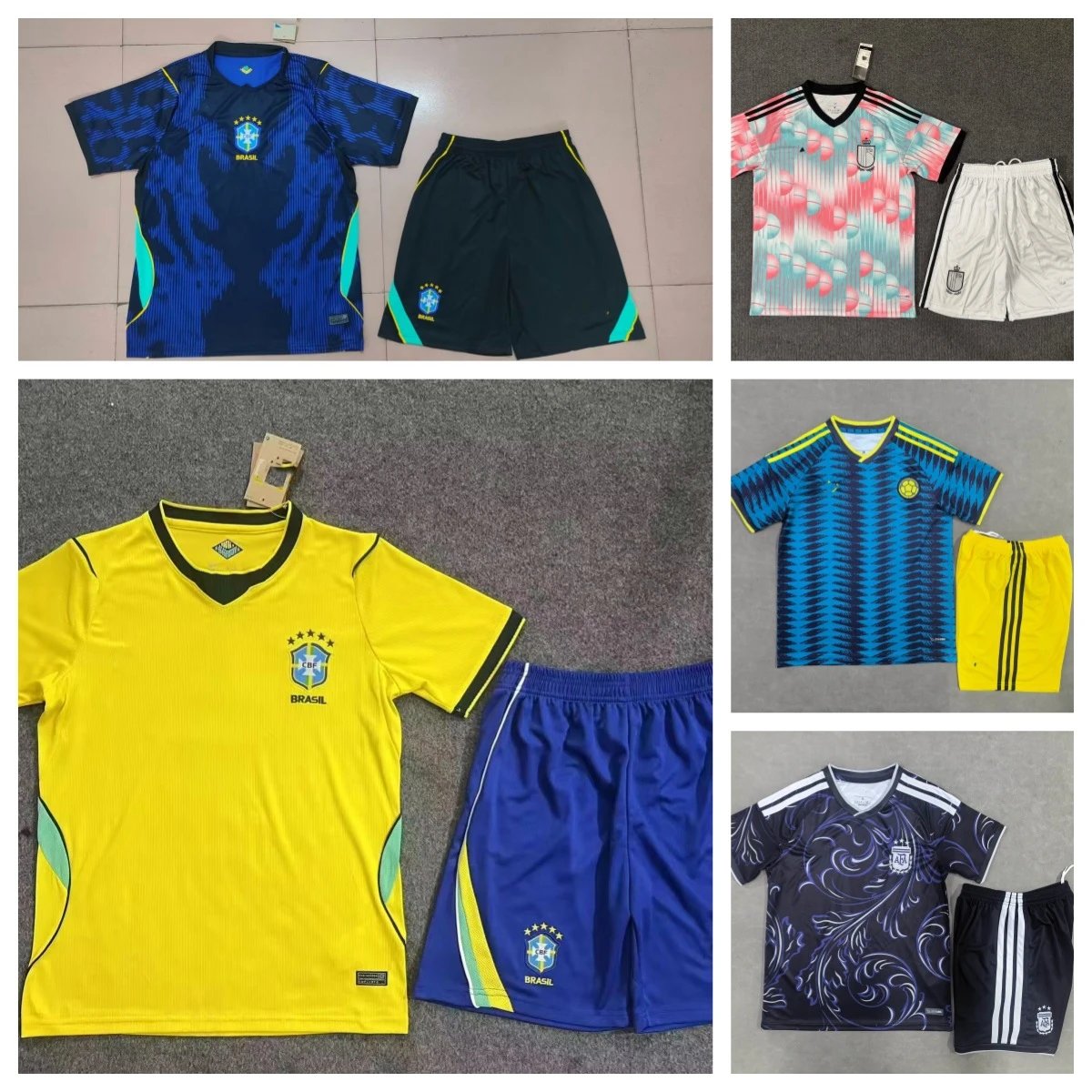 Brazil National Team 2022 Home Yellow V-Neck Soccer Jersey Set