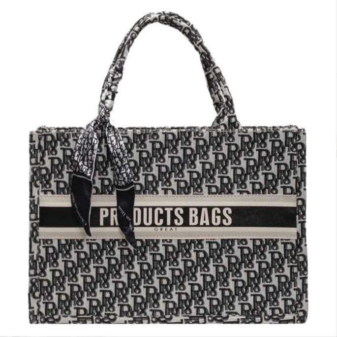 Dior Book Tote Black And White Oblique Pattern Shopping Bag