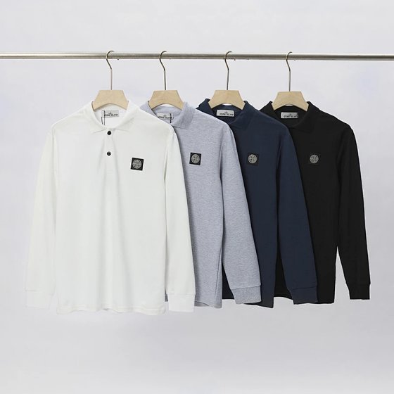 Unisex casual polo long-sleeved shirt with turn-down collar