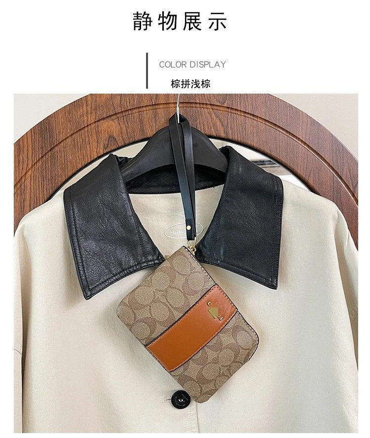 Coach Signature Wristlet in Khaki and Black Clutches - 11