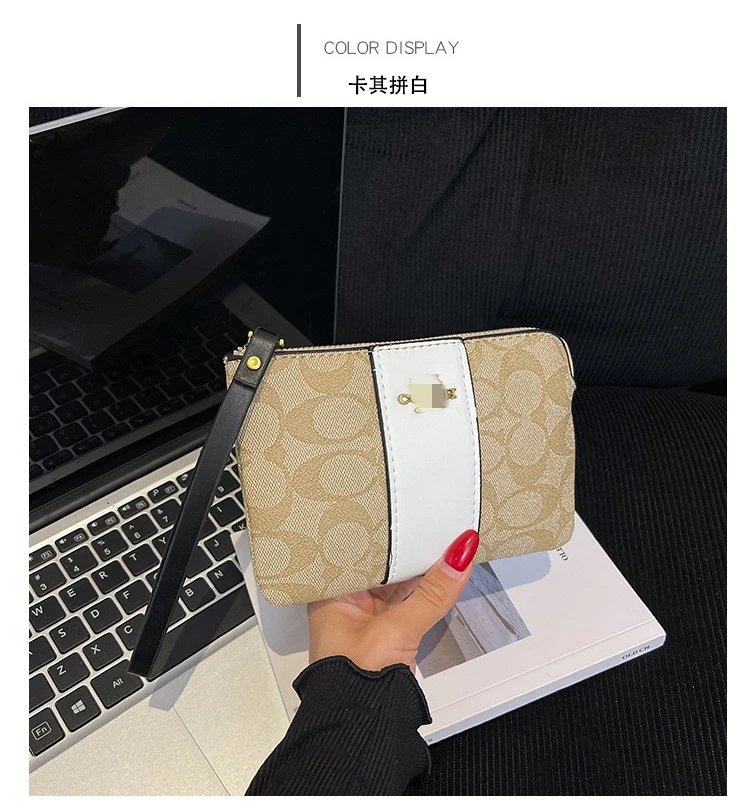 Coach Signature Wristlet in Khaki and Black Clutches - 18