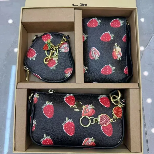 Coach Citrus Print Signature Set: Wristlet, Coin Purse, and Crossbody Pouch Clutches - 4