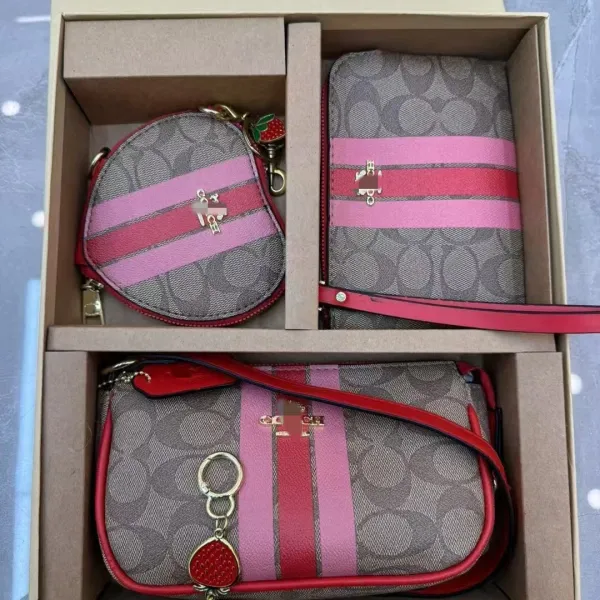 Coach Citrus Print Signature Set: Wristlet, Coin Purse, and Crossbody Pouch Clutches - 7