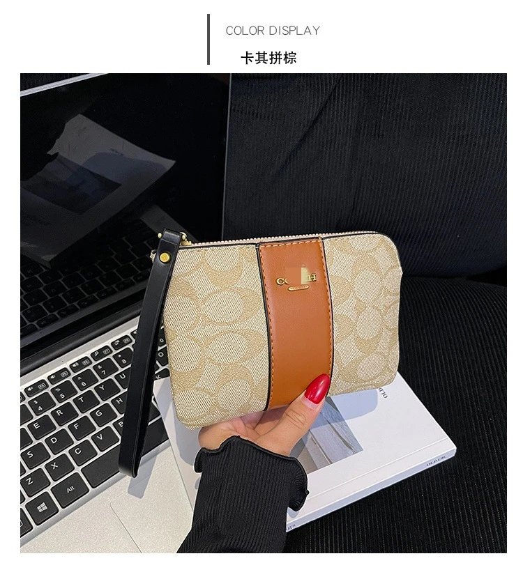 Coach Signature Wristlet in Khaki and Black Clutches - 16