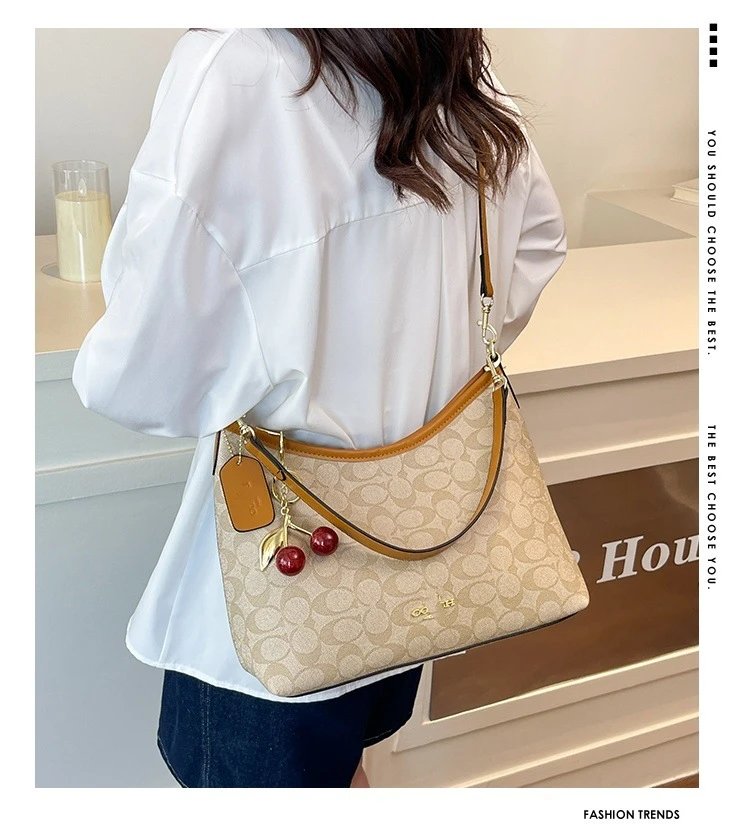 Coach Signature Cherry Charm Hobo Bag Black - 2