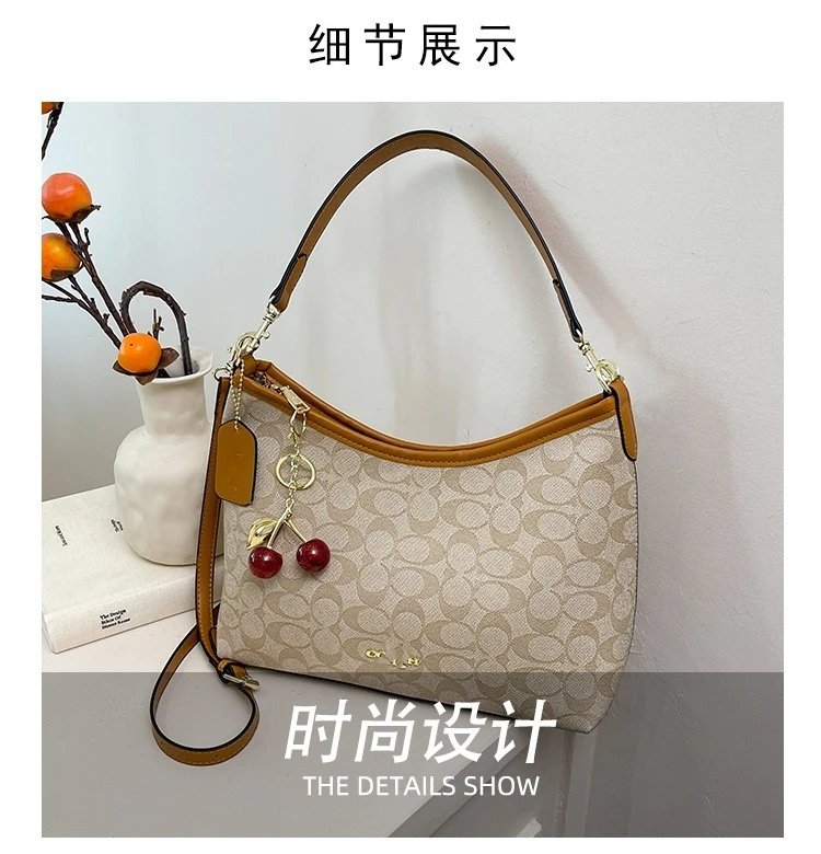 Coach Signature Cherry Charm Hobo Bag Black - 5