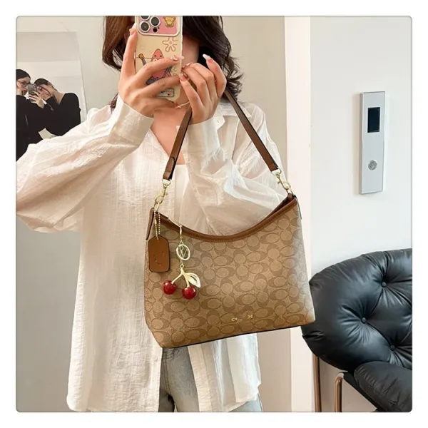 Coach Signature Cherry Charm Hobo Bag Black - 15