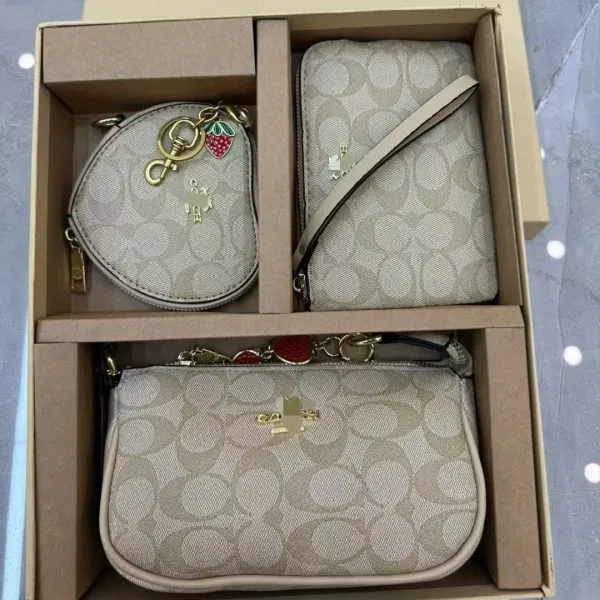 Coach Citrus Print Signature Set: Wristlet, Coin Purse, and Crossbody Pouch Clutches - 9