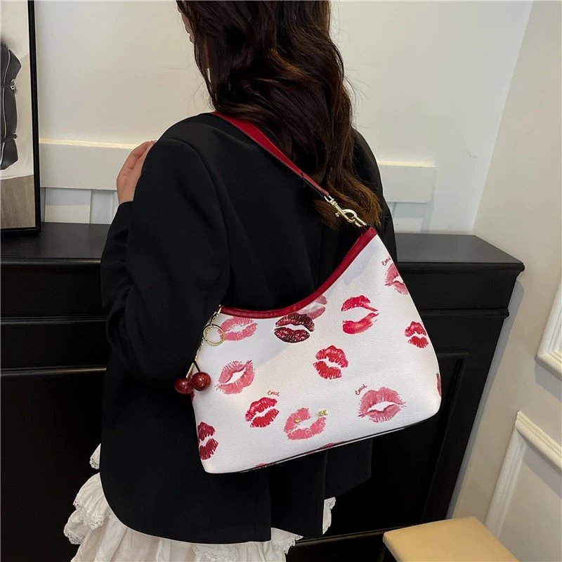 Coach Hobo Bag Beige Brown Pink Black Cherry Print Casual Handbag