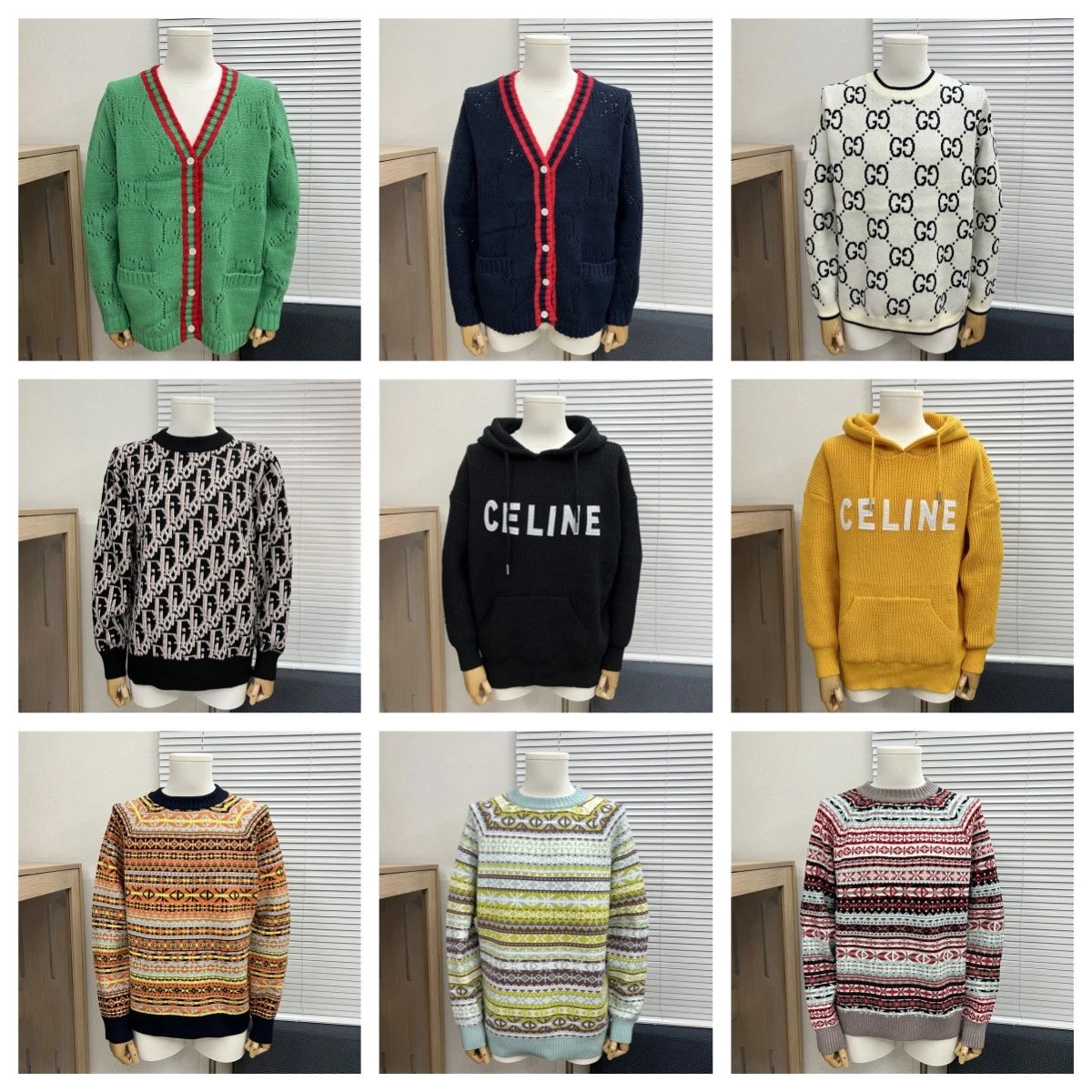 Letter logo round neck loose long sleeve knitted sweater