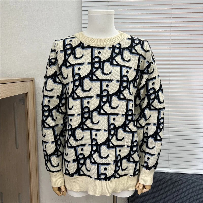 Dior Oblique Knit Sweater Navy and White Geometric Pattern Sweater - 13