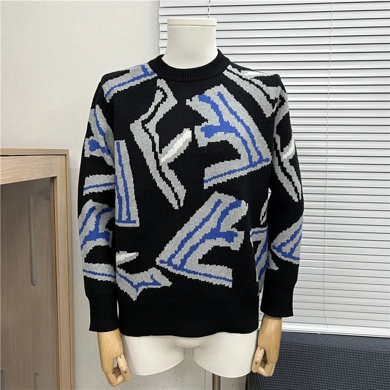 Dior Oblique Knit Sweater Navy and White Geometric Pattern Sweater - 3