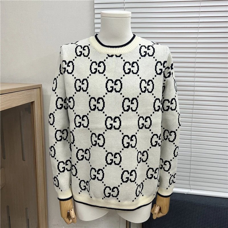 Dior Oblique Knit Sweater Navy and White Geometric Pattern Sweater - 39