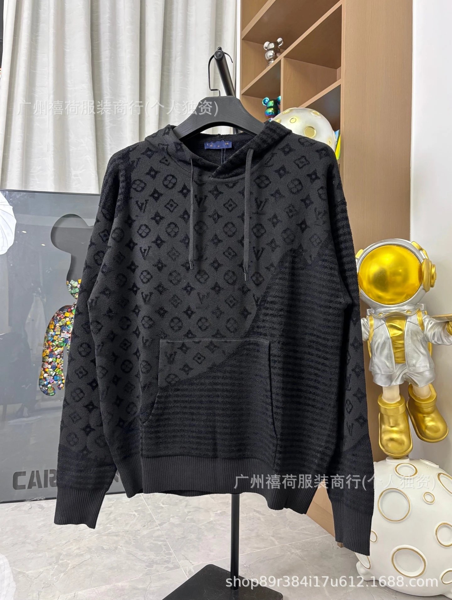 Louis Vuitton Jackets Hooded Monogram Padded Jacket — Black hoodie