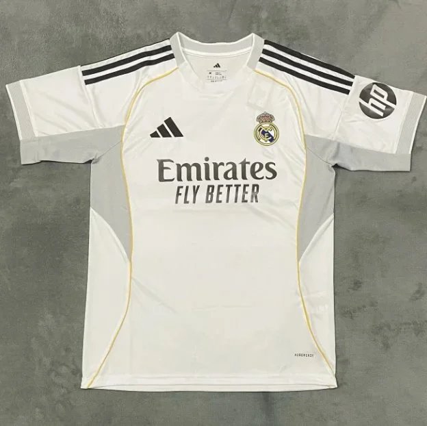 Adidas Real Madrid 2025-26 Home Jersey White/Grey/Gold HP