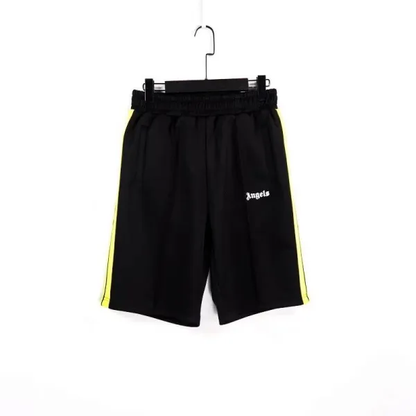 Palm Angels Track Shorts Black with Yellow Stripe - 1