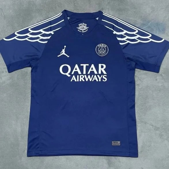 Jordan PSG Paris Saint-Germain 2024-25 Home Jersey Navy/White Wing Sleeve Qatar Airways