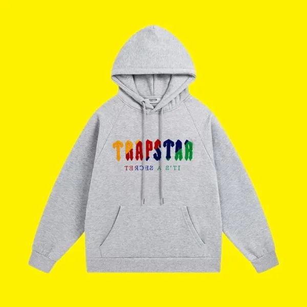 Trapstar Rainbow Logo Heather Gray Hoodie - 1