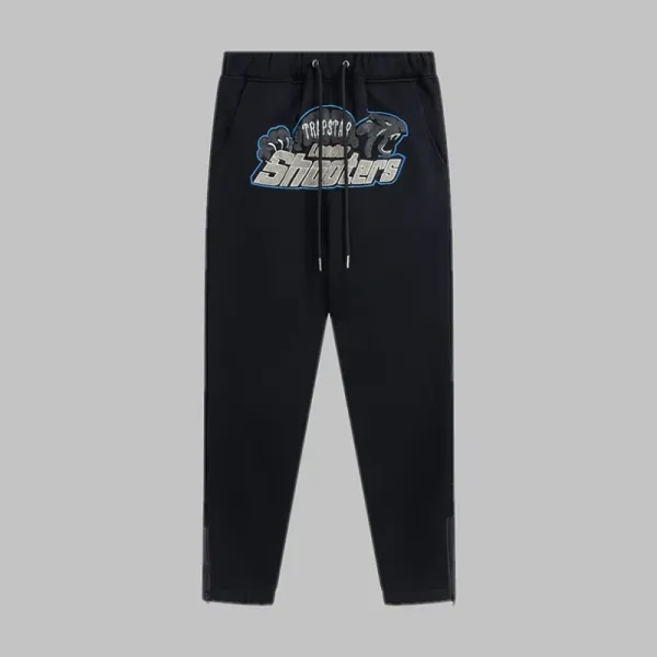 Trippin' Shooters Logo Embroidered Black Sweatpants - 1