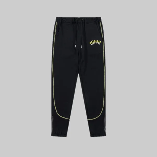 Trapstar Logo-Embroidered Black Sweatpants with Gold Trim - 1