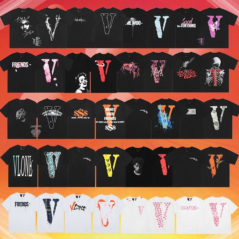 Big V letter short sleeved graffiti printed T-shirt