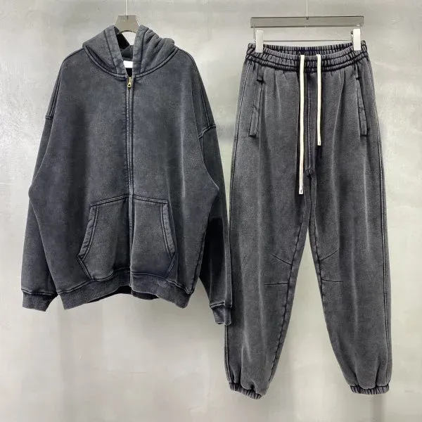 Design Oversized Acid-Wash Green Zip-Up Hoodie - 16