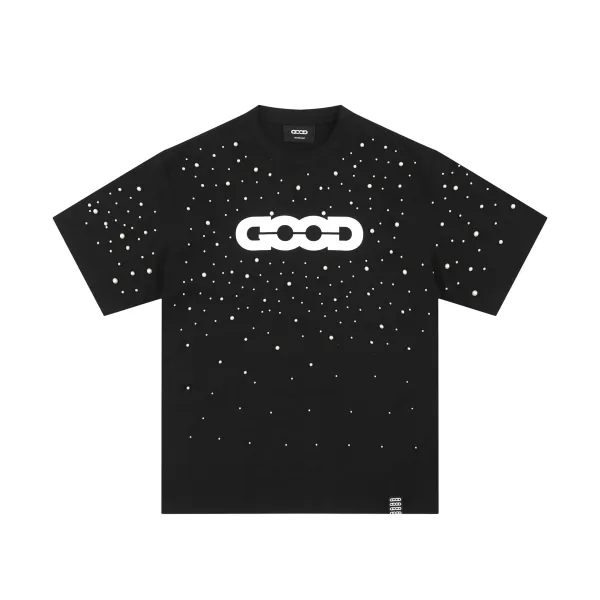 COOD Chain Link Pearl-Embellished Black T-Shirt - 1