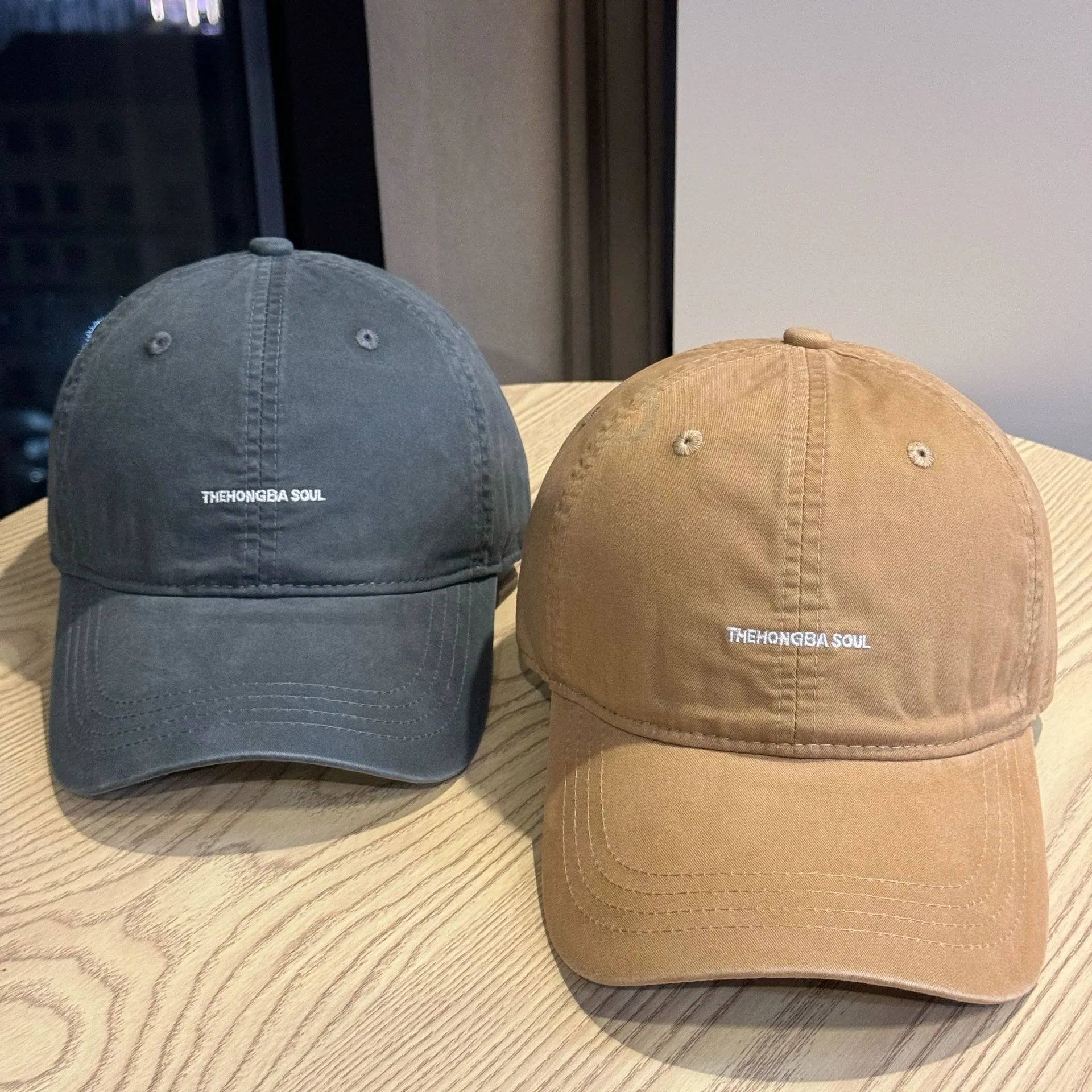 The Hongba Soul Embroidered Washed Black Baseball Cap - 5