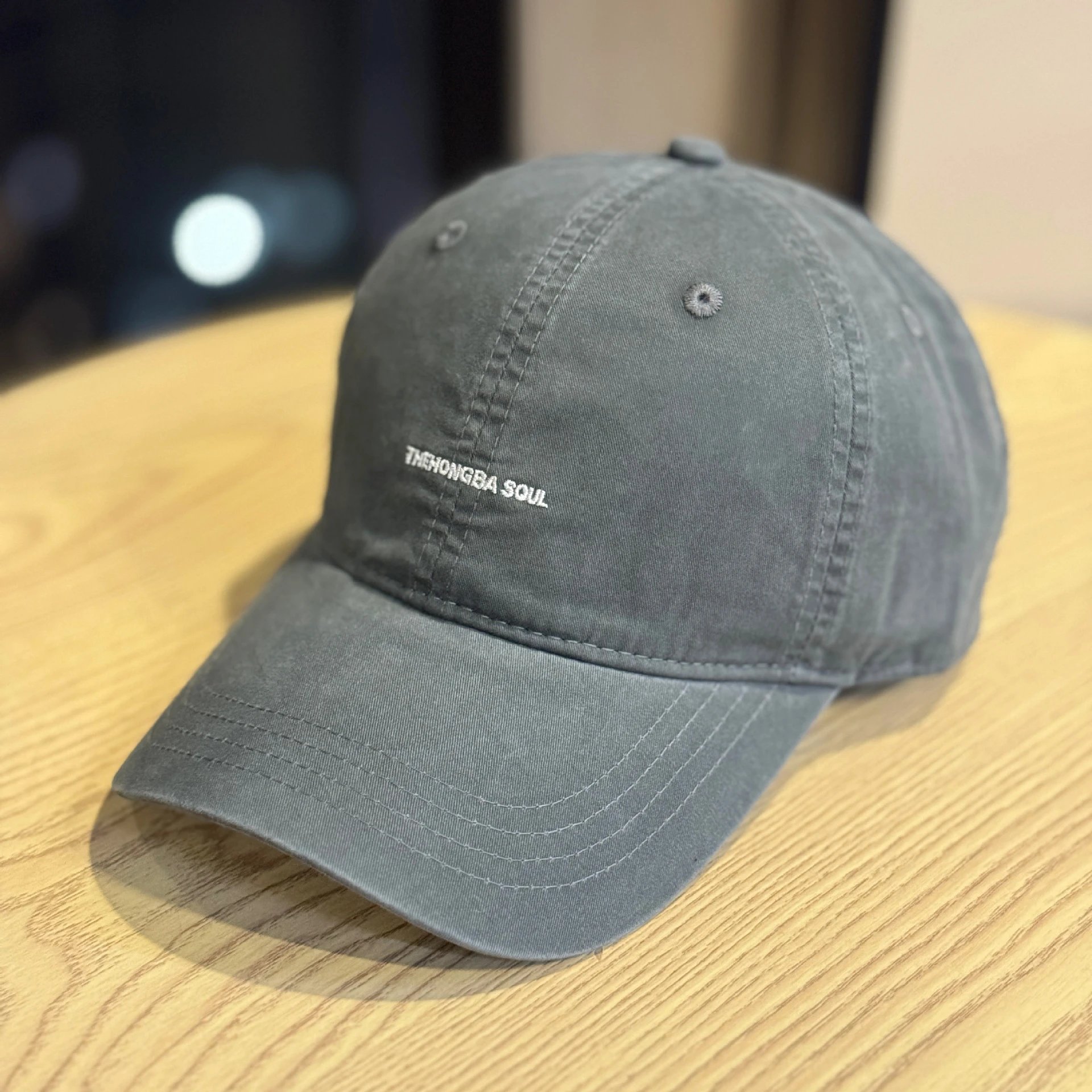 The Hongba Soul Embroidered Washed Black Baseball Cap - 13