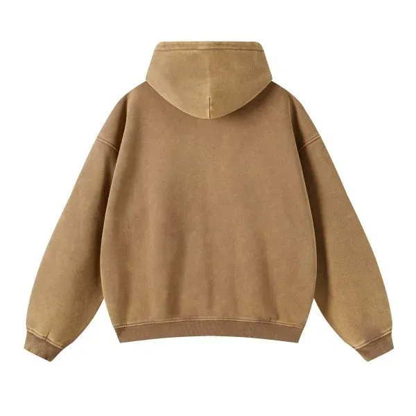 Design Oversized Acid-Wash Green Zip-Up Hoodie - 27