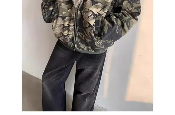 Camouflage Fur-Trimmed Bomber Jacket - 12