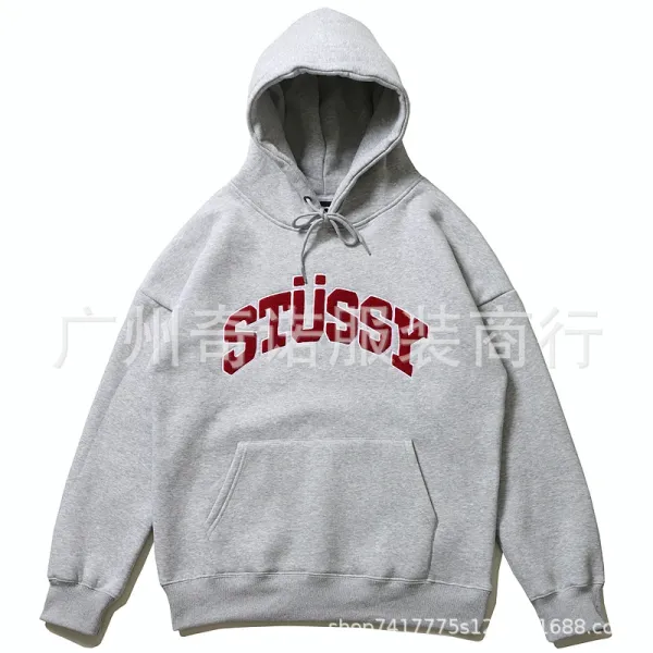 Stüssy Arch Logo Hoodie Gray - 1