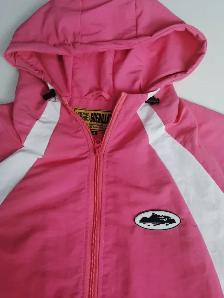 Design Windbreaker Jacket Pink and White - 13