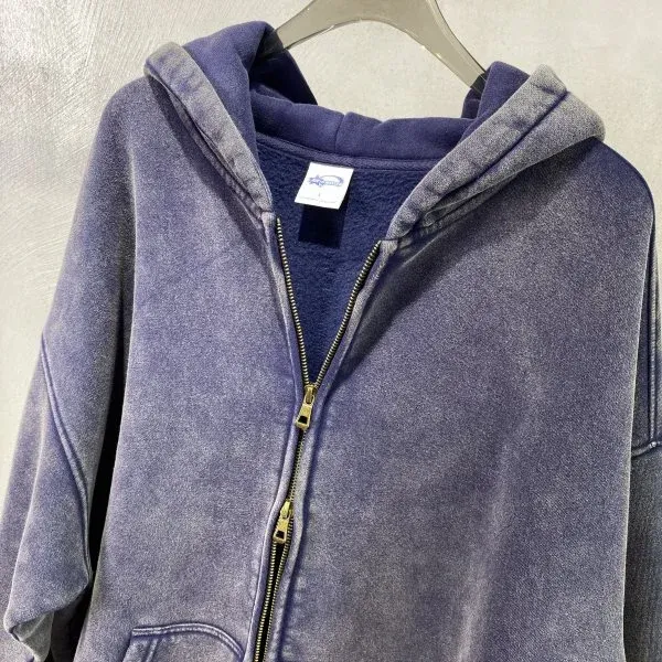 Design Oversized Acid-Wash Green Zip-Up Hoodie - 8