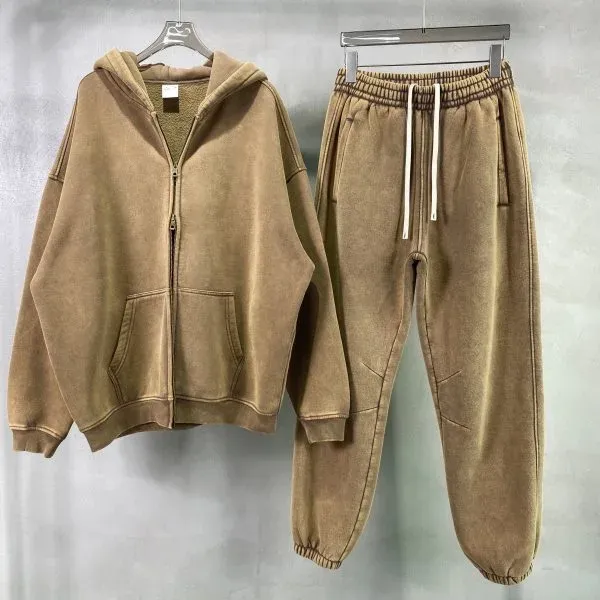 Design Oversized Acid-Wash Green Zip-Up Hoodie - 12