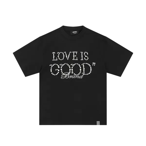 Good Brand Love Is Good Pearl-Embellished Black T-Shirt - 1