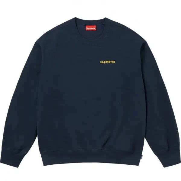 Supreme Embroidered Logo Crewneck Sweatshirt Navy - 1
