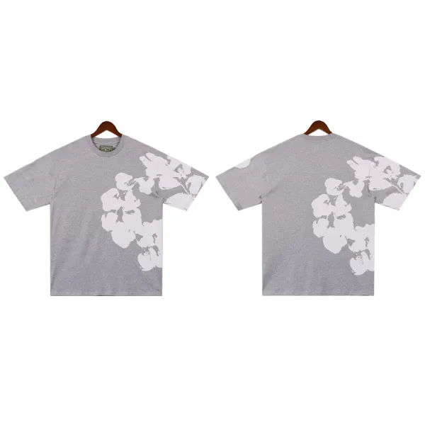 Design Floral Print Oversized T-Shirt Gray - 1