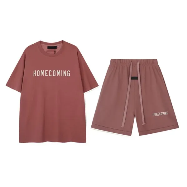 Homecoming Logo Print Casual Set Dusty Rose T-Shirt and Shorts - 1