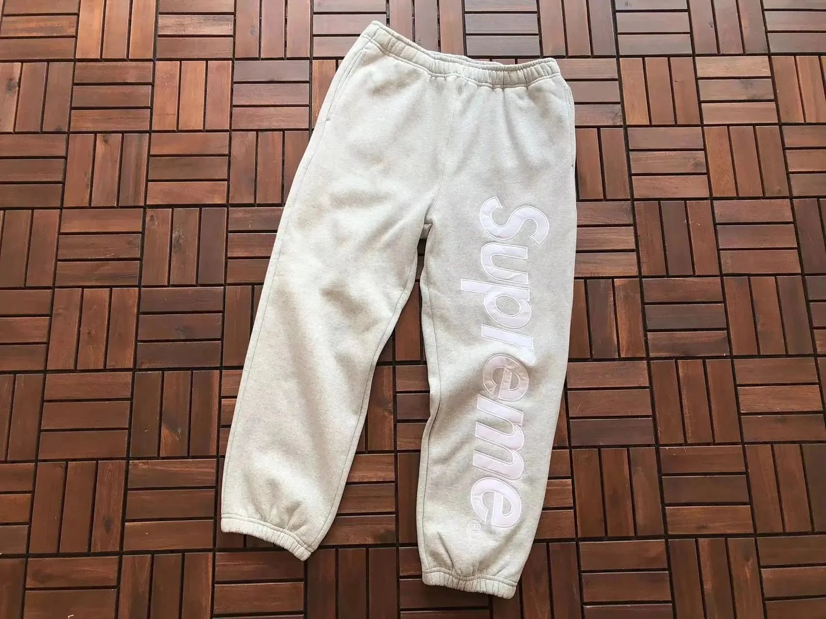 Supreme Box Logo Sweatpants Beige Sweatpants - 1