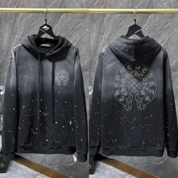 Chrome Hearts Splatter Print Hoodie Black Multicolor - 1
