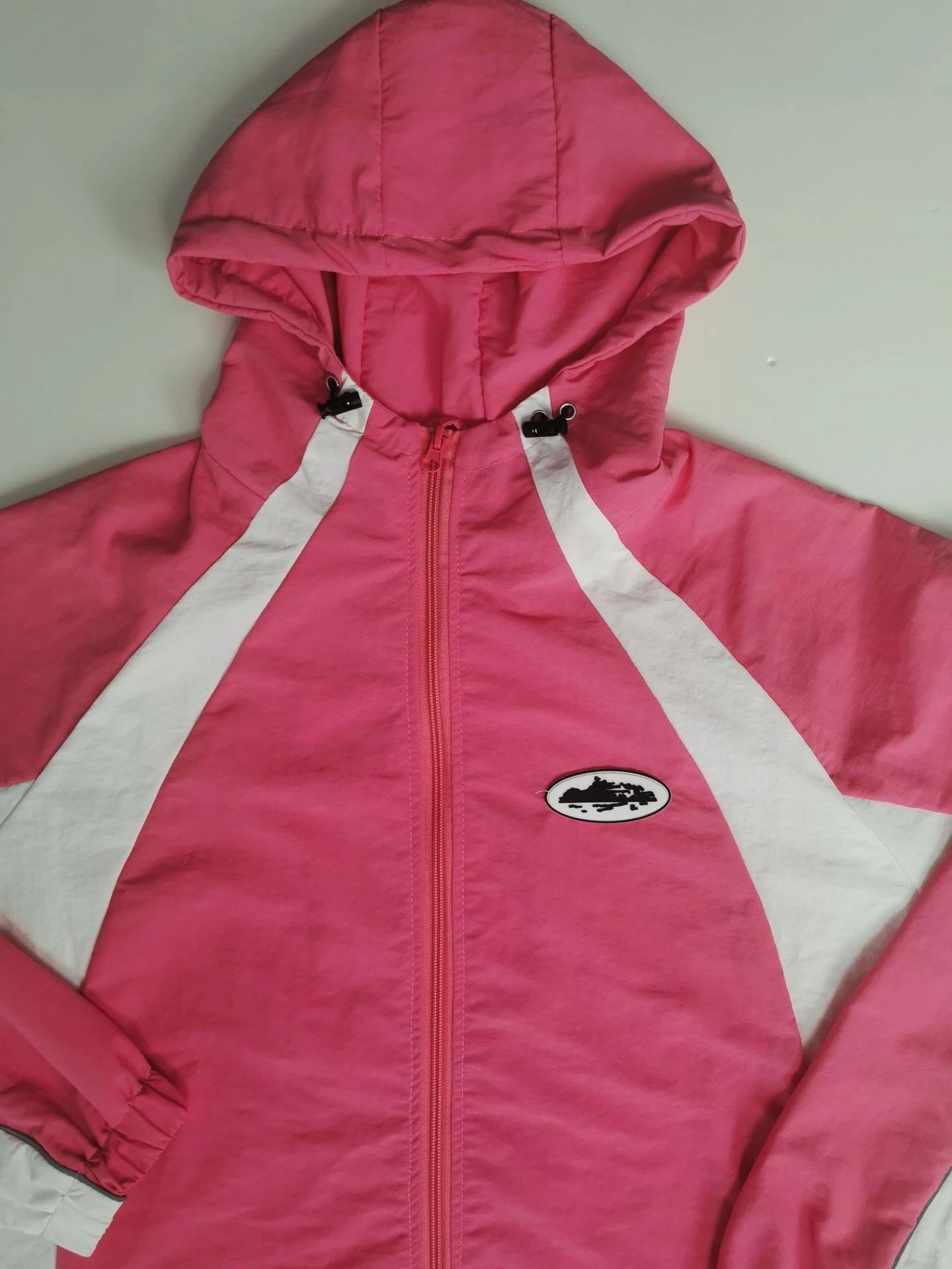 Design Windbreaker Jacket Pink and White - 12