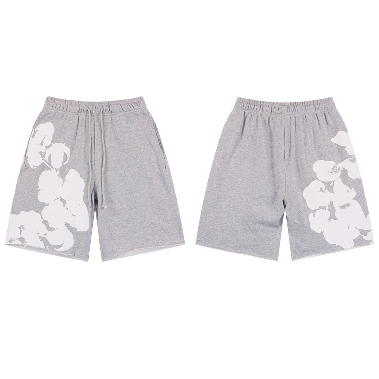 Off-White Cotton Flower Print Sweatshorts Gray - 1