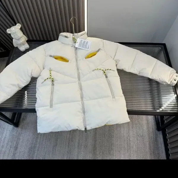Moncler Maya Down Jacket White with Yellow Lining - 6