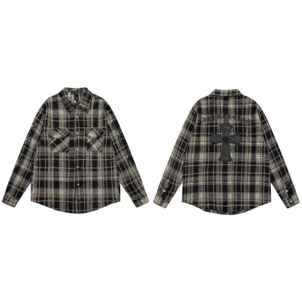 Chrome Hearts Cross Embroidered Plaid Shirt Red - 6