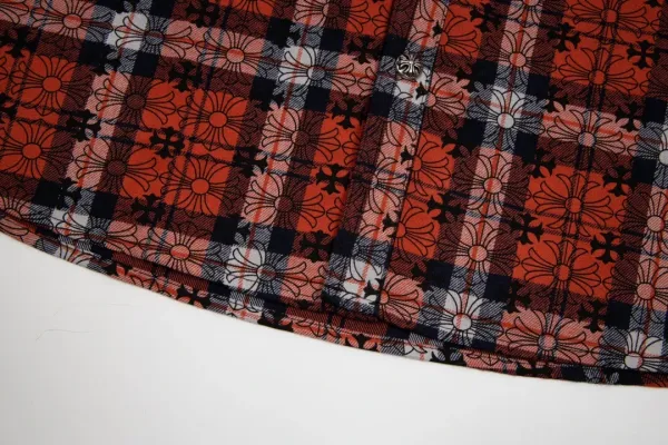 Chrome Hearts Cross Embroidered Plaid Shirt Red - 41