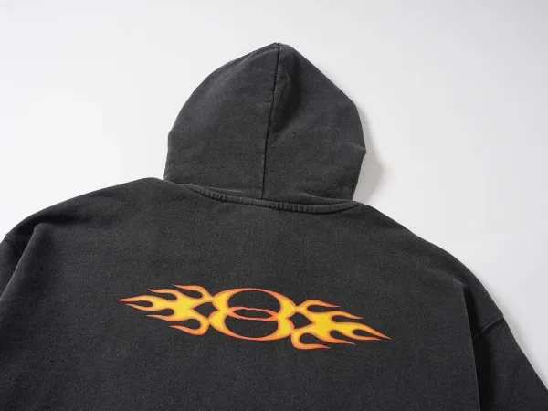 Balenciaga Flame Logo Hoodie Black - 8