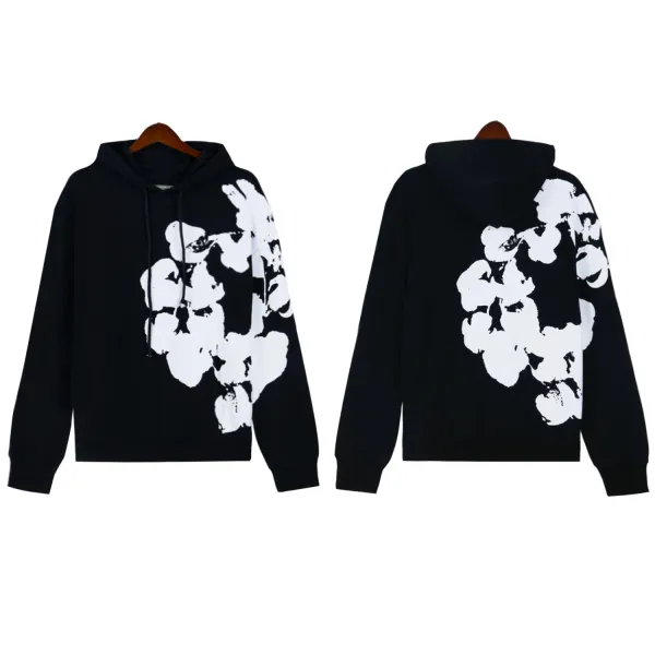 Off-White Floral Print Black Hoodie - 1